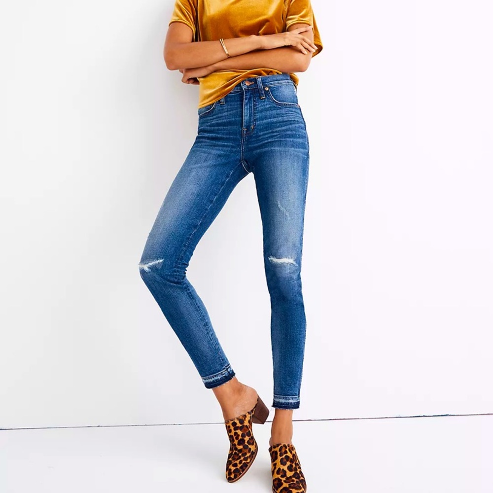 Madewell 9” high-rise distressed skinny jeans
